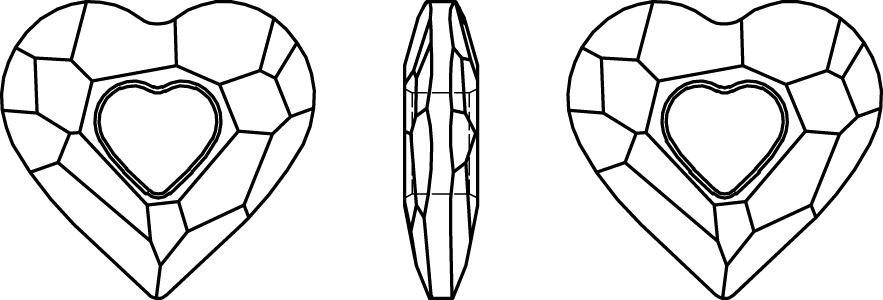 Swarovski Crystal Pendants - 6262 - Miss U Heart - Designer Edition Line Drawing